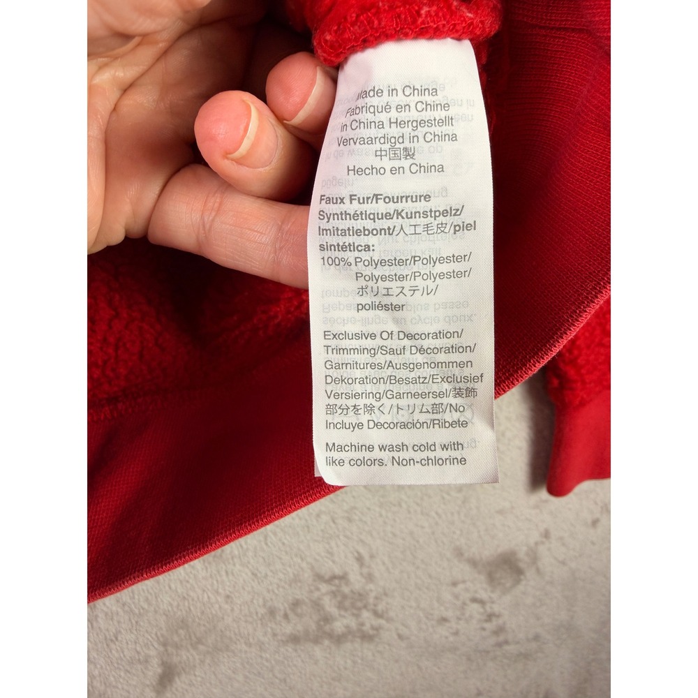 J Crew Vintage Fleece Half Zip Hoodie Red Pocket Size M Polartec Sherpa Popover - Picture 7 of 9